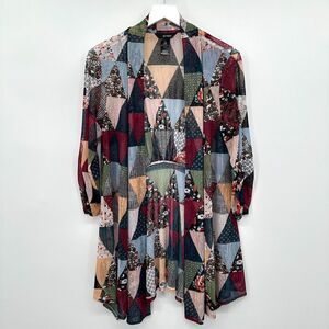 Ali Miles Cardigan Jacket Duster Medium Stretch Sheer Mesh 3/4 Sleeve Open Front